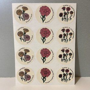 Vintage CTP Scratch ‘N Sniff Carnation Flower Stickers